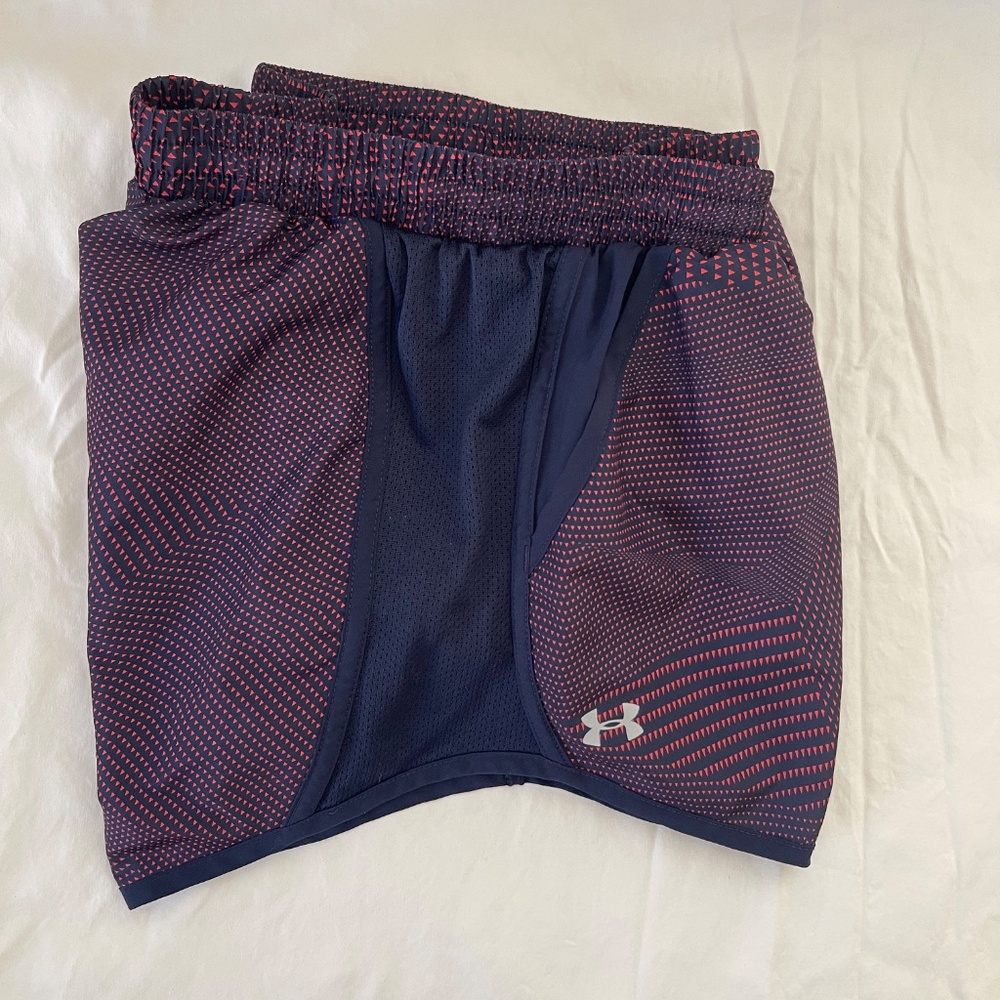 Under Armor Women's Fly-By 3" Running Shorts, Blue / Pink Dot Sz S - Picture 2 of 11
